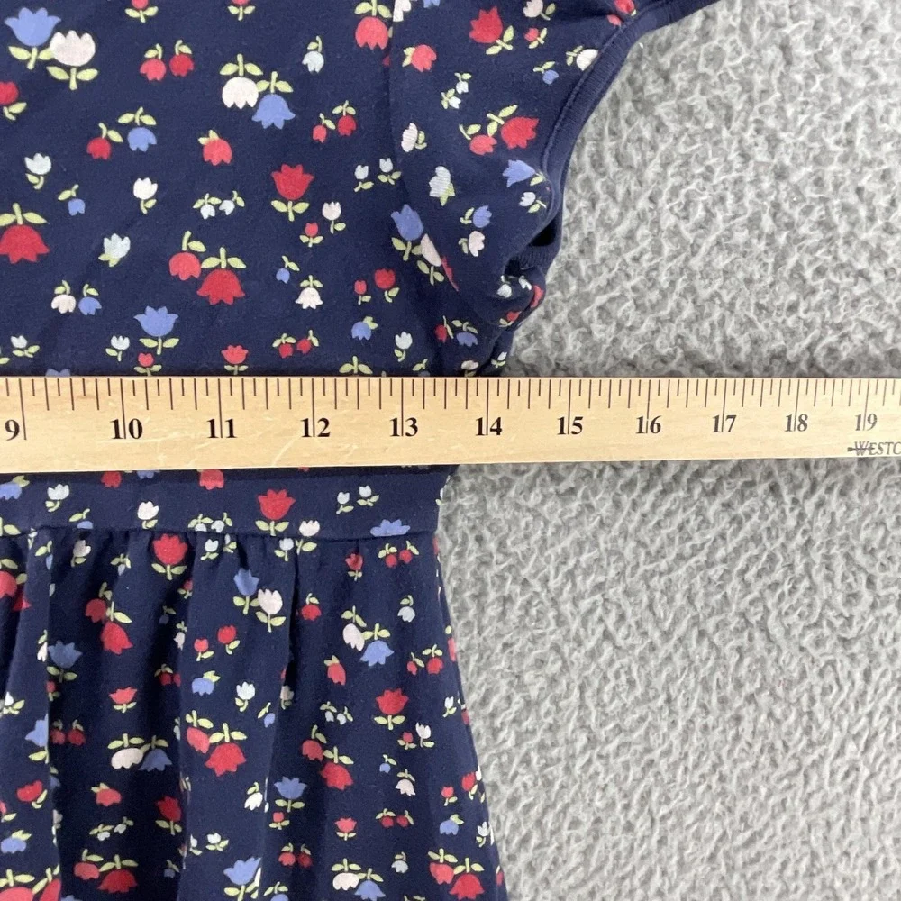 Gymboree Dress Girls 10‎ Blue Floral Fit & Flare Puff Sleeve Empire Waist Button